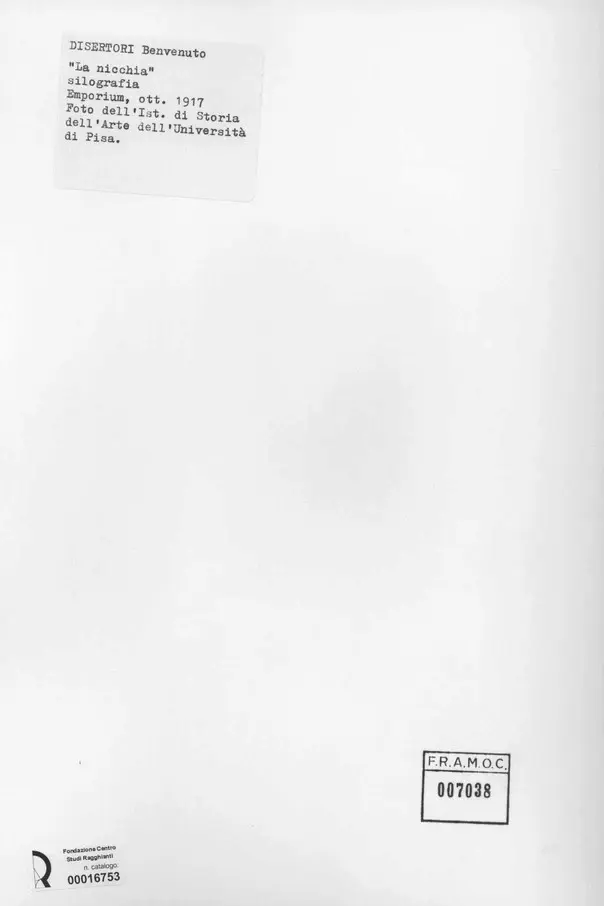 Universit&agrave; di Pisa. Dipartimento di Storia delle Arti&nbsp; , retro