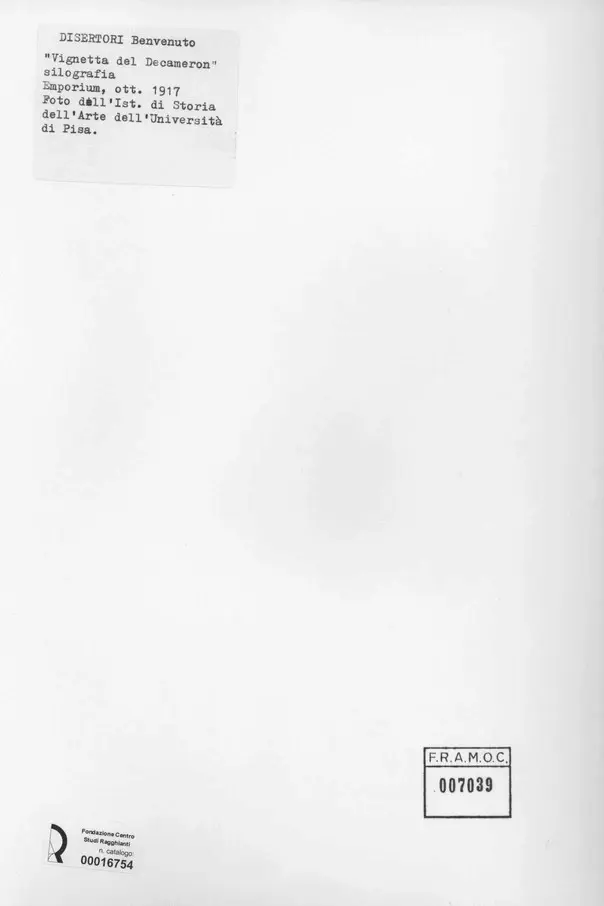 Universit&agrave; di Pisa. Dipartimento di Storia delle Arti&nbsp; , retro