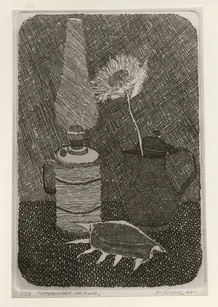 Anonimo , Di Venere, Giorgio - sec. XX - Composizione con fiore , fronte