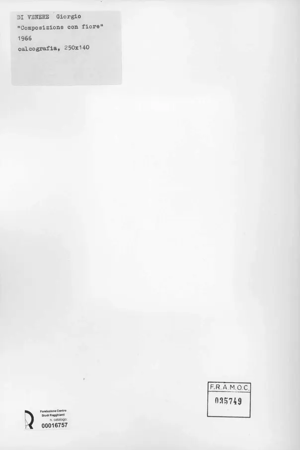 Anonimo , Di Venere, Giorgio - sec. XX - Composizione con fiore , retro