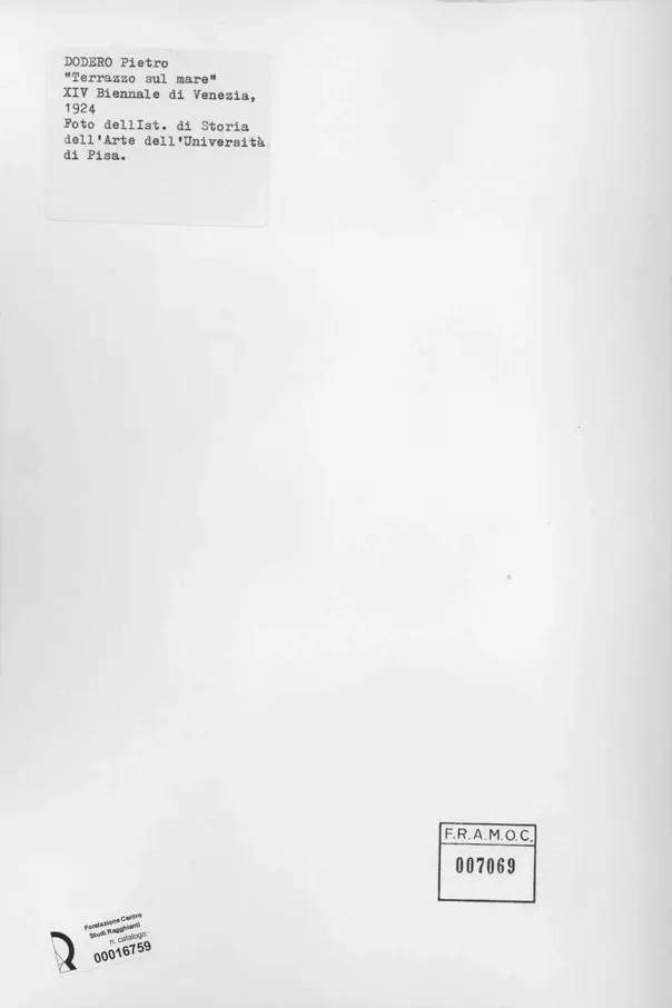Anonimo , Dodero, Pietro - sec. XX - Terrazzo sul mare , retro