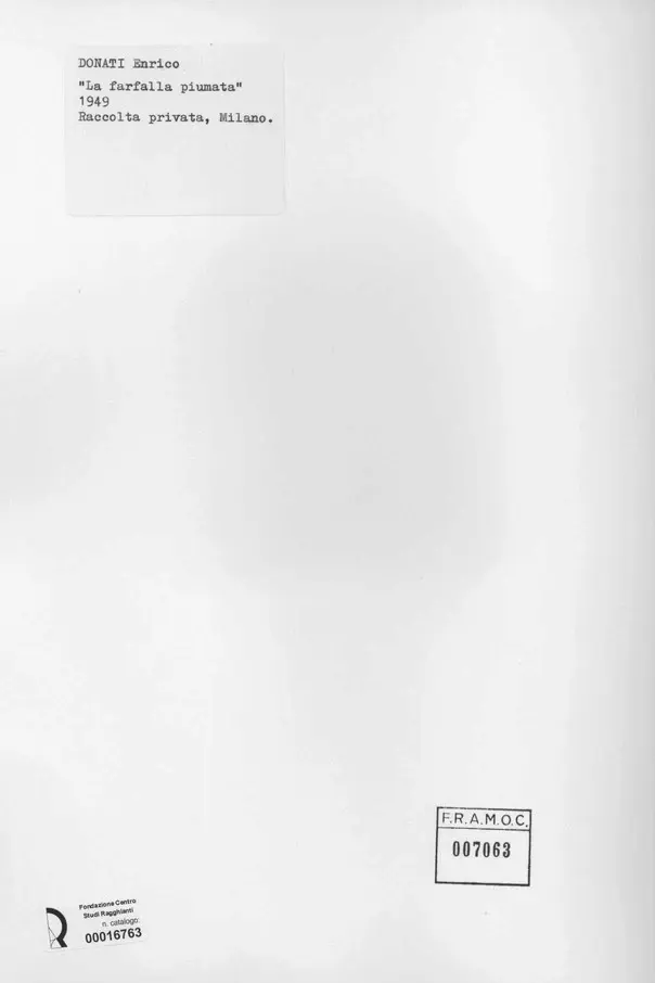 Anonimo , Donati, Carlo - sec. XX - La farfalla piumata , retro
