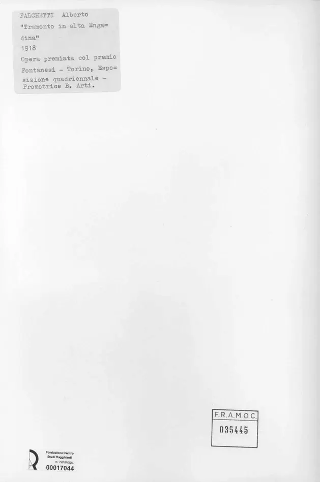 Anonimo , Falchetti, Alberto - sec. XX - Tramonto in alta Engadina , retro