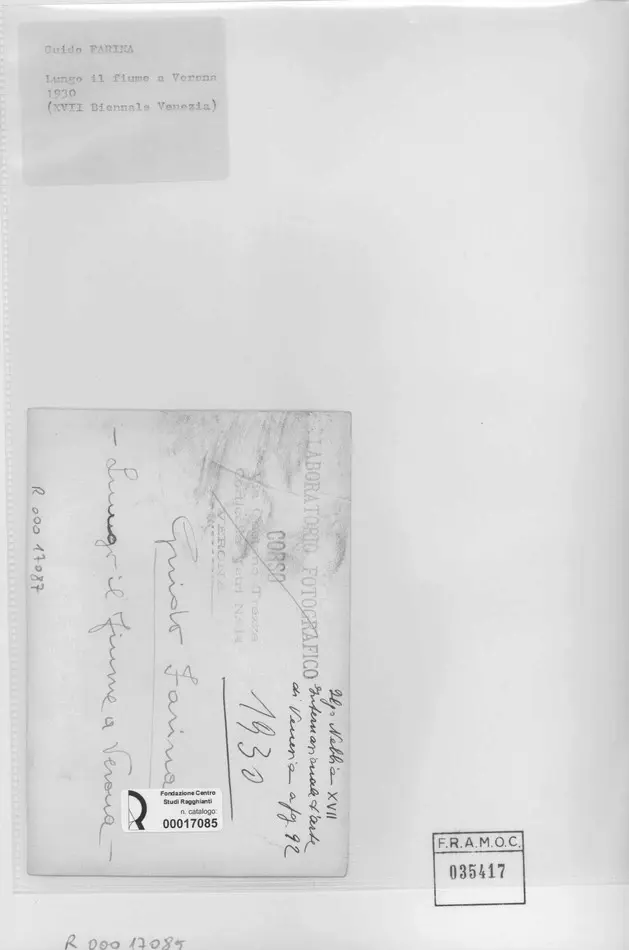 Anonimo , Farina, Guido - sec. XX - Lungo il fiume a Verona , retro