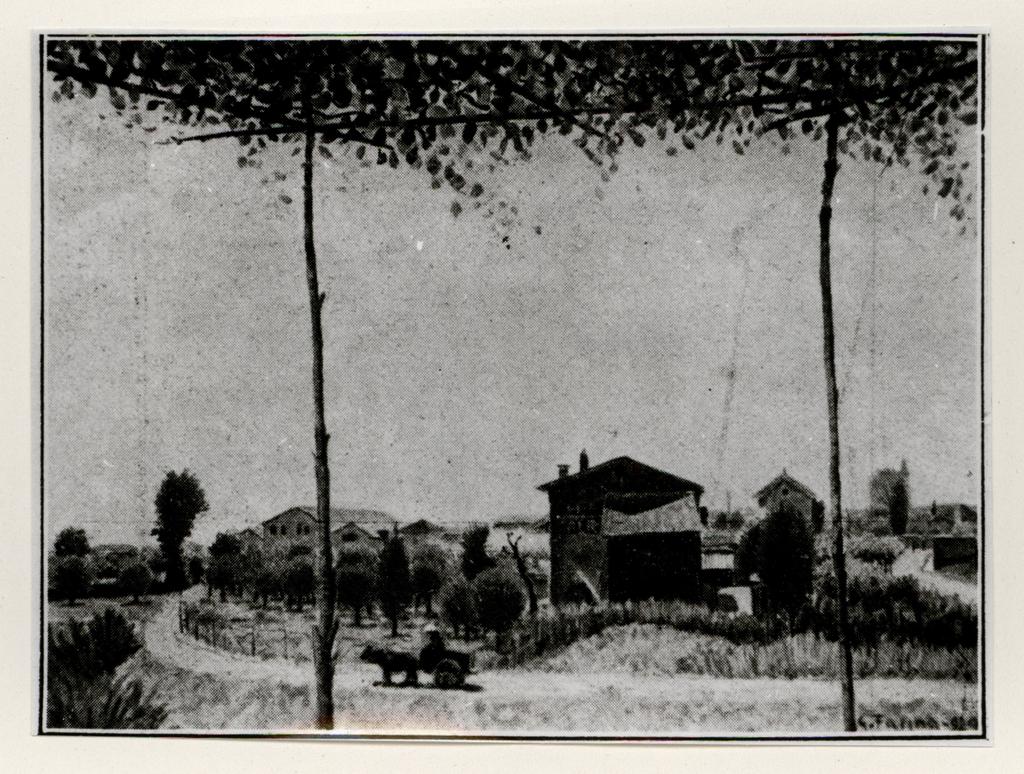 Anonimo , Farina, Guido - sec. XX - Veduta dal casello ferroviario , fronte
