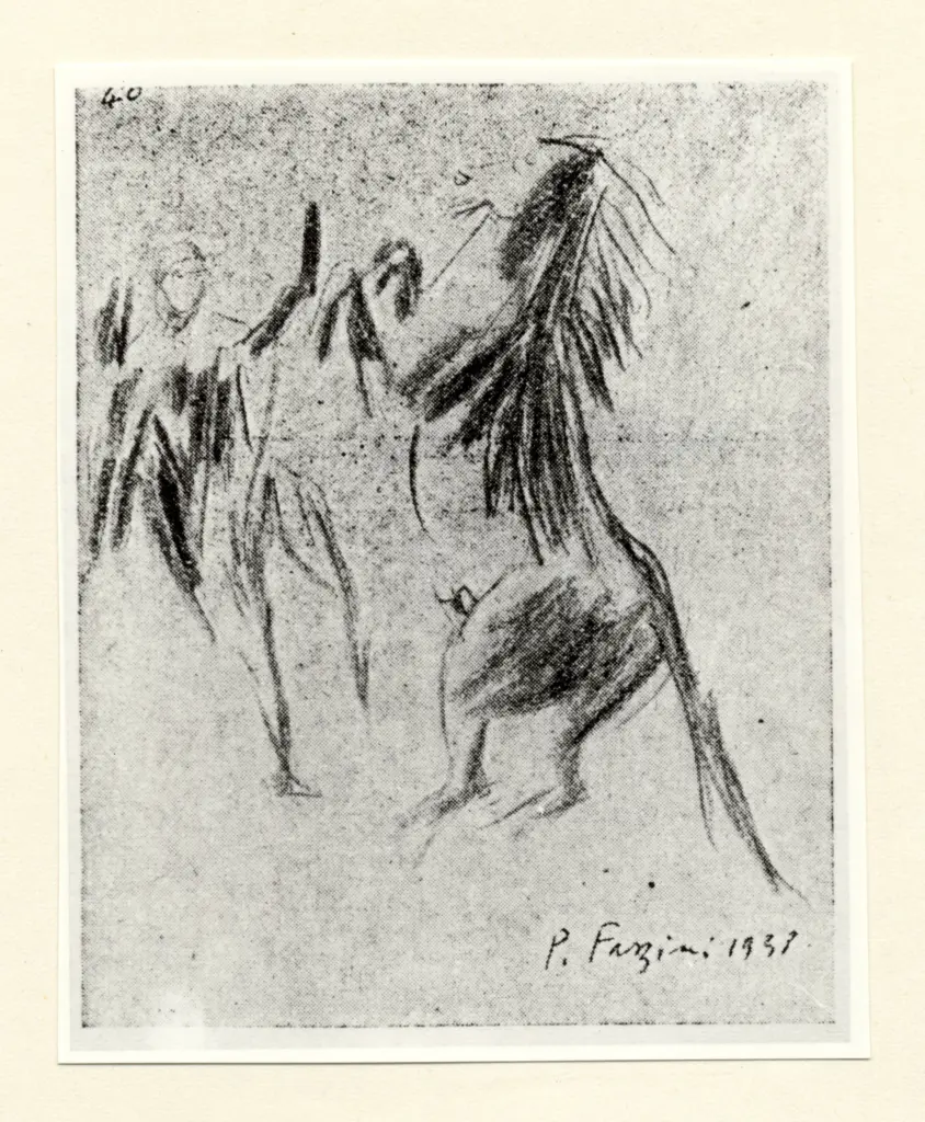 Anonimo , Fazzini, Pericle - sec. XX - Figura con cavallo , fronte