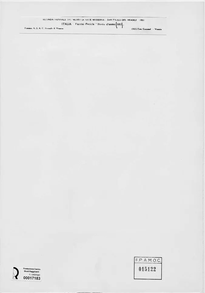 Giacomelli , Fazzini, Pericle - sec. XX - Busto d'uomo , retro