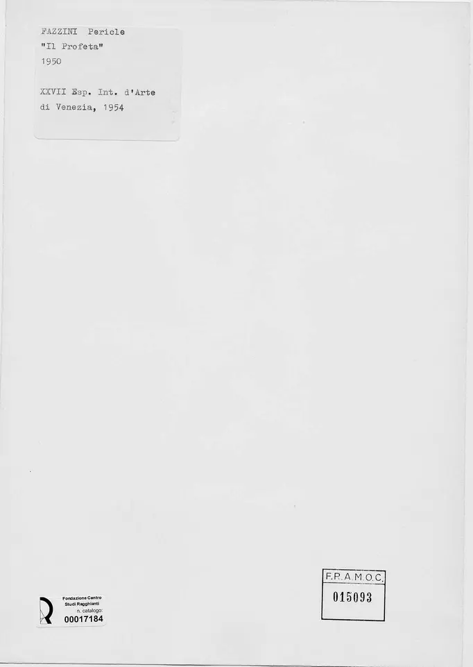 Anonimo , Fazzini, Pericle - sec. XX - Il Profeta , retro