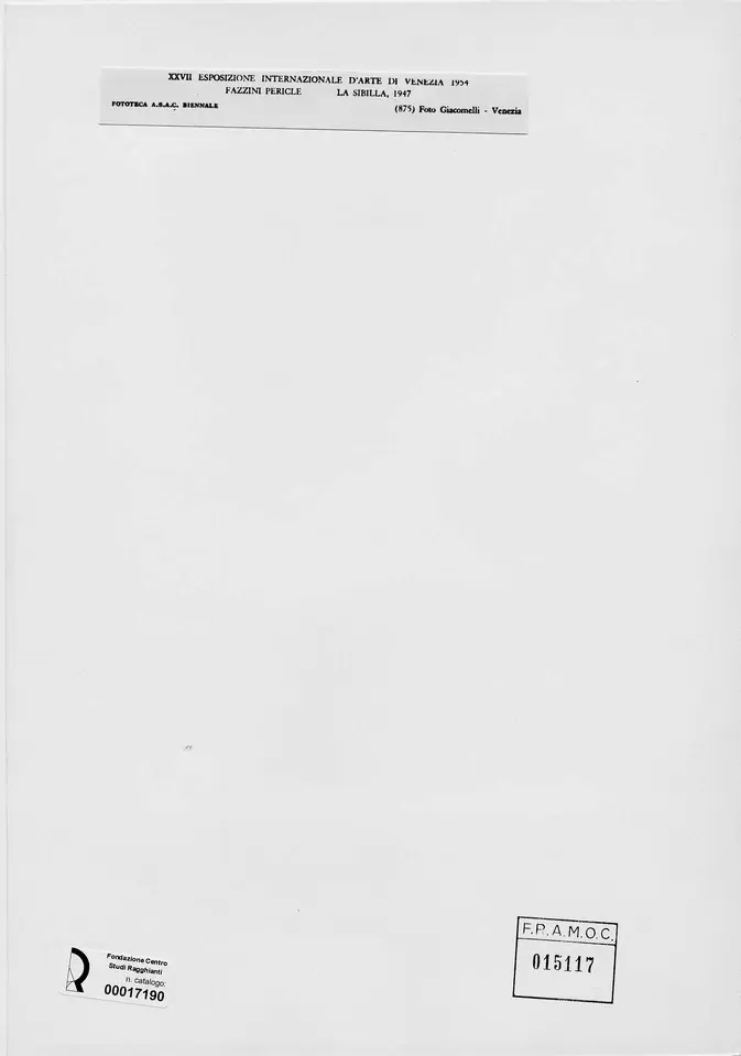 Giacomelli , Fazzini, Pericle - sec. XX - La Sibilla , retro