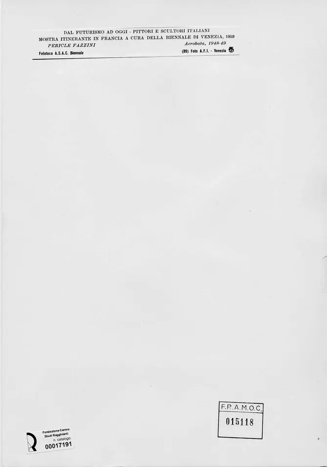 A.F.I. Agenzia Fotografica Industriale , Fazzini, Pericle - sec. XX - Acrobata , retro