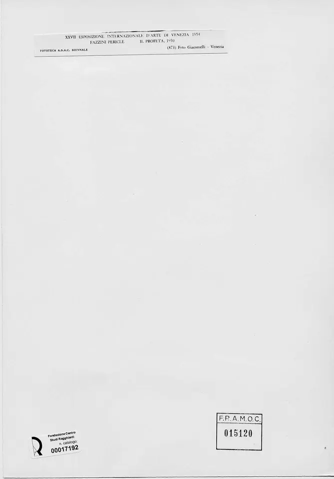 Giacomelli , Fazzini, Pericle - sec. XX - Il Profeta , retro