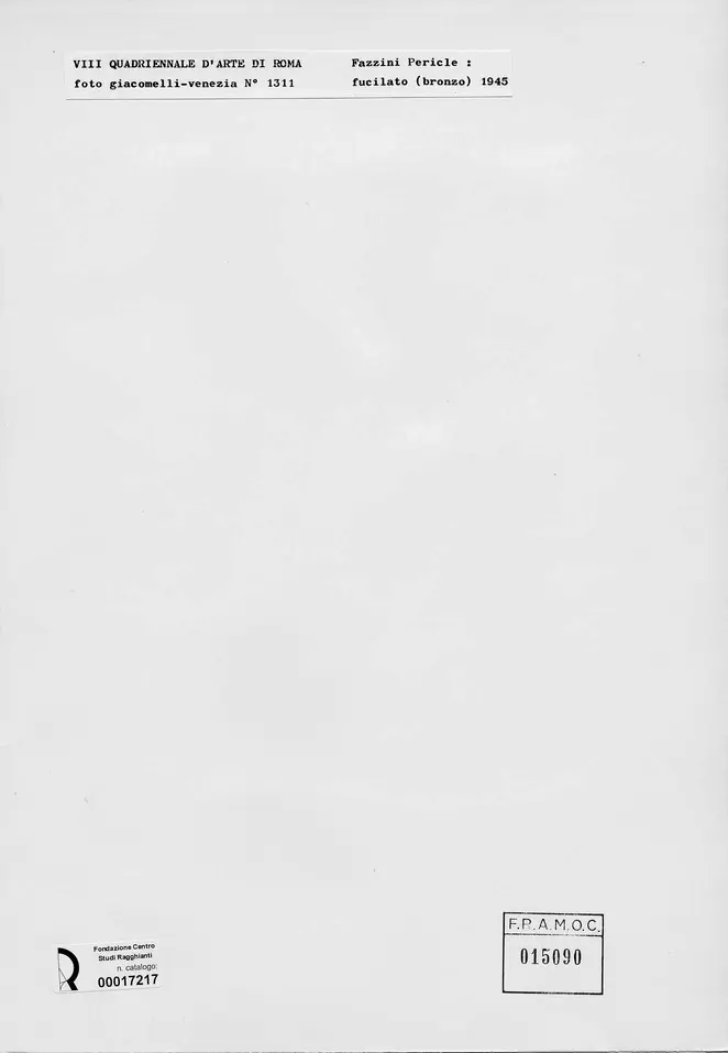 Giacomelli , Fazzini, Pericle - sec. XX - Fucilato , retro