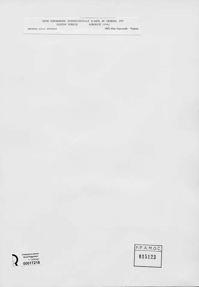 Giacomelli , Fazzini, Pericle - sec. XX - Acrobati , retro