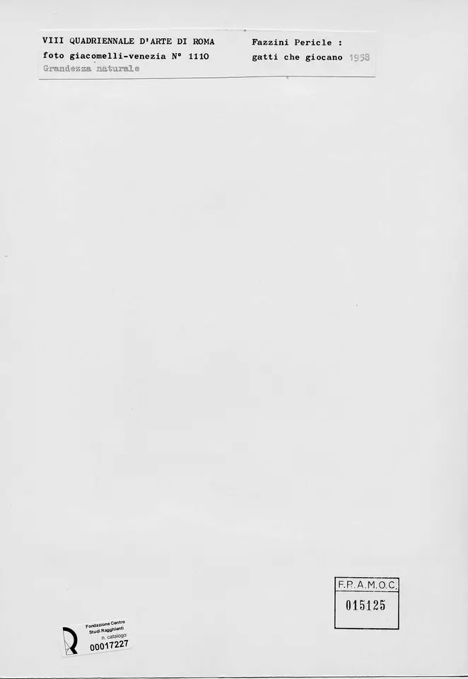Giacomelli , Fazzini, Pericle - sec. XX - Gatti che giocano , retro
