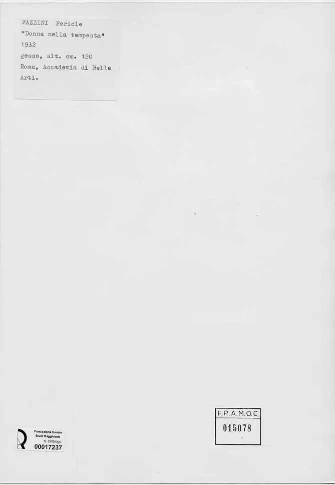 Anonimo , Fazzini, Pericle - sec. XX - Donna nella tempesta , retro