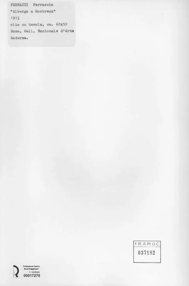 Anonimo , Ferrazzi, Ferruccio - sec. XX - Albergo a Montreux , retro
