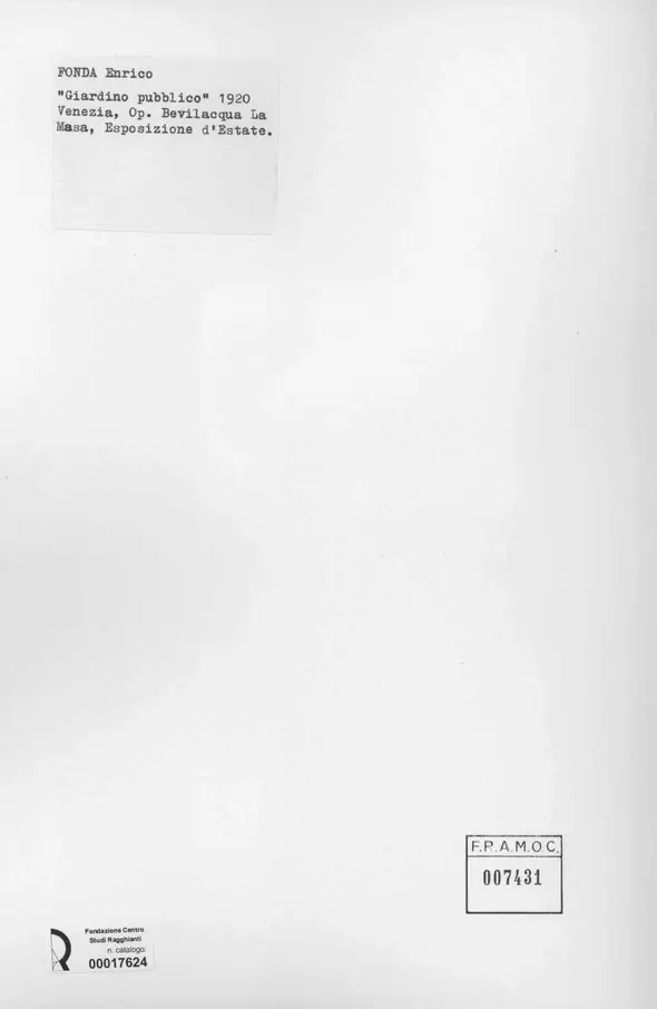 Anonimo , Fonda, Enrico - sec. XX - Giardino pubblico , retro