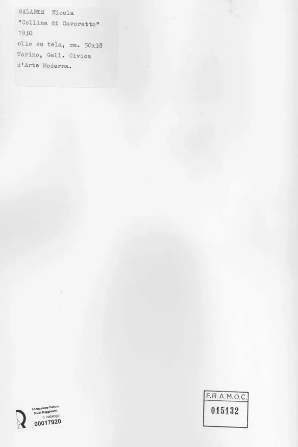 Anonimo , Galante, Nicola - sec. XX - Collina di Cavoretto , retro