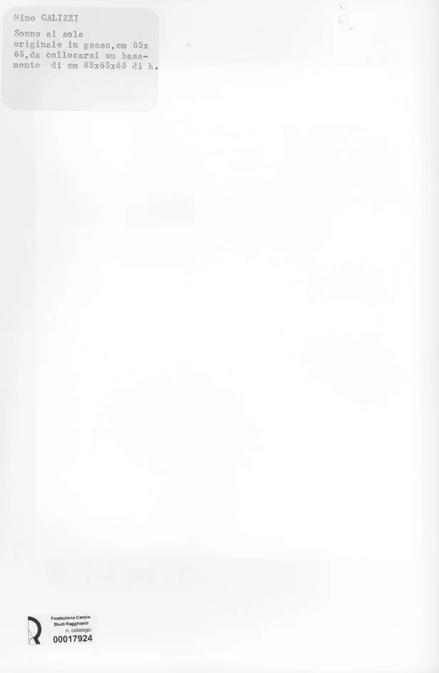 Anonimo , Galizzi, Nino - sec. XX - Sonno al sole , retro