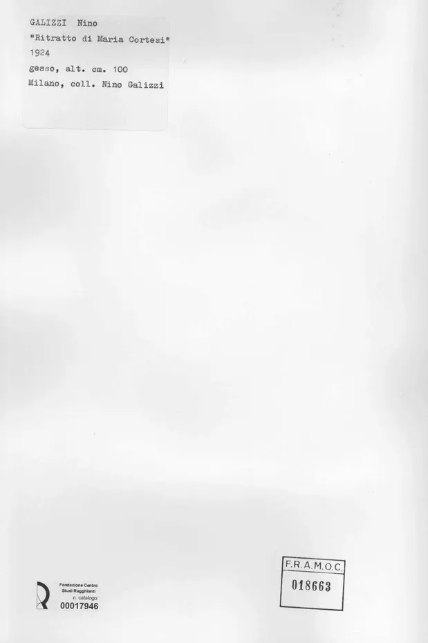 Anonimo , Galizzi, Nino - sec. XX - Ritratto di Maria Cortesi , retro