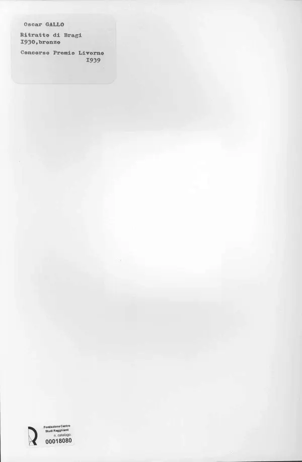 Anonimo , Gallo, Oscar - sec. XX - Ritratto di Bragi , retro