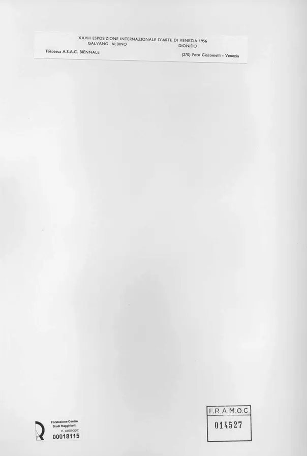 Giacomelli , Galvano, Albino - sec. XX - Dionisio , retro