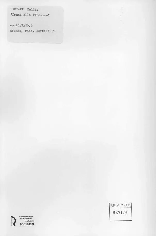 Anonimo , Garbari, Tullio - sec. XX - Donna alla finestra , retro