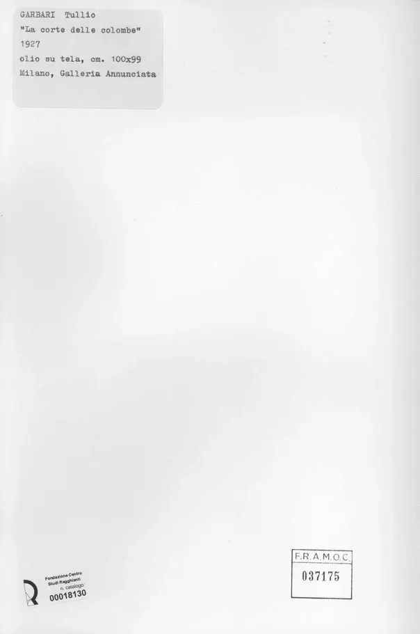 Anonimo , Garbari, Tullio - sec. XX - La corte delle colombe , retro