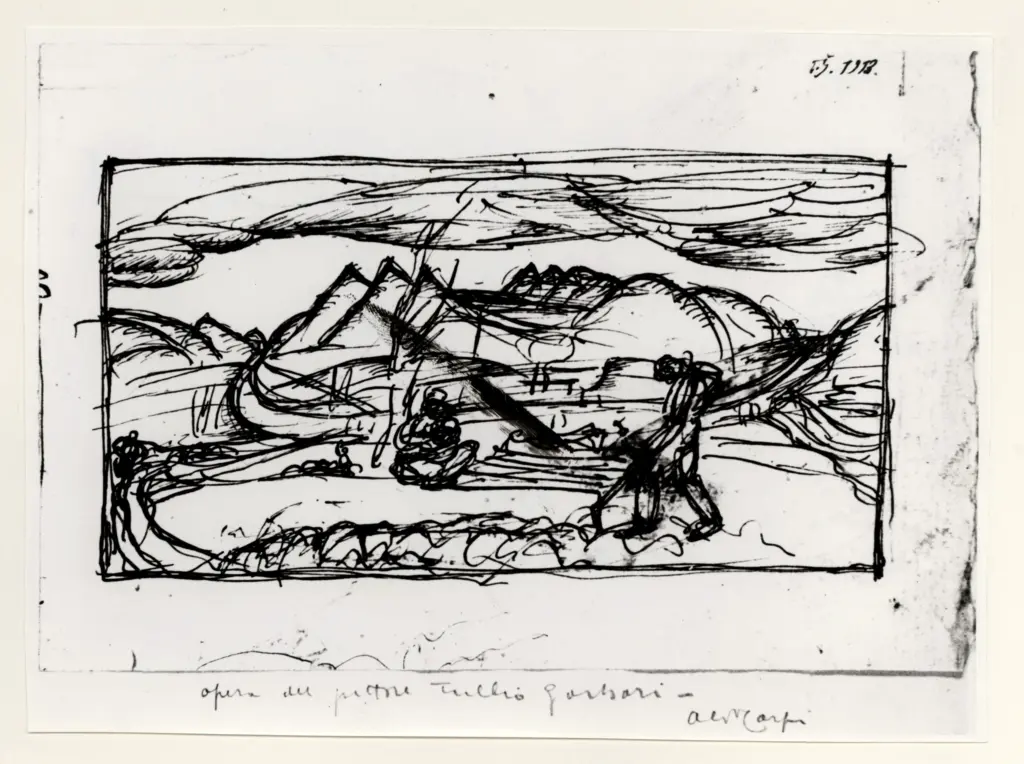 Anonimo , Garbari, Tullio - sec. XX - Contadino che zappa , fronte