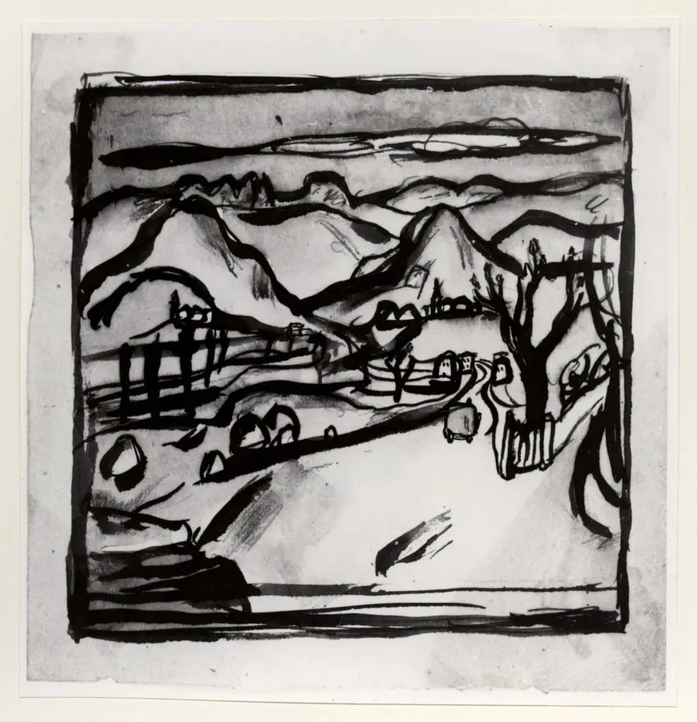 Anonimo , Garbari, Tullio - sec. XX - Paesaggio montuoso , fronte