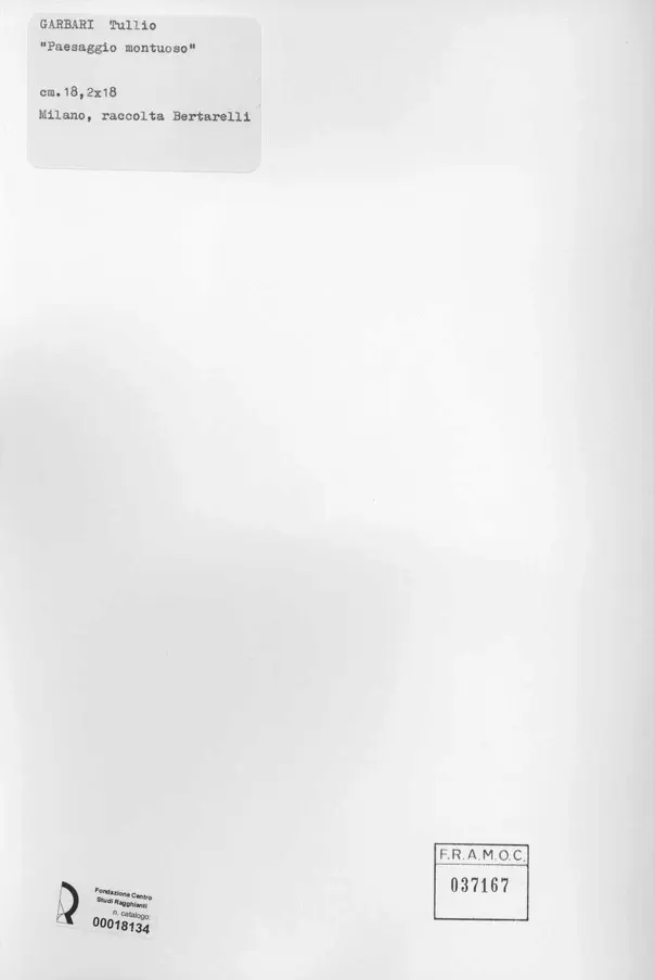 Anonimo , Garbari, Tullio - sec. XX - Paesaggio montuoso , retro