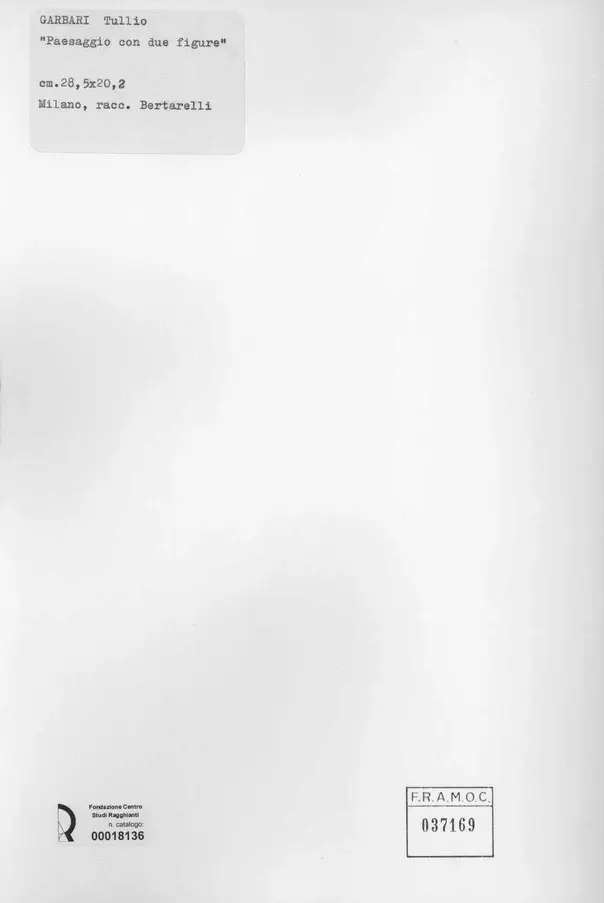 Anonimo , Garbari, Tullio - sec. XX - Paesaggio con due figure , retro