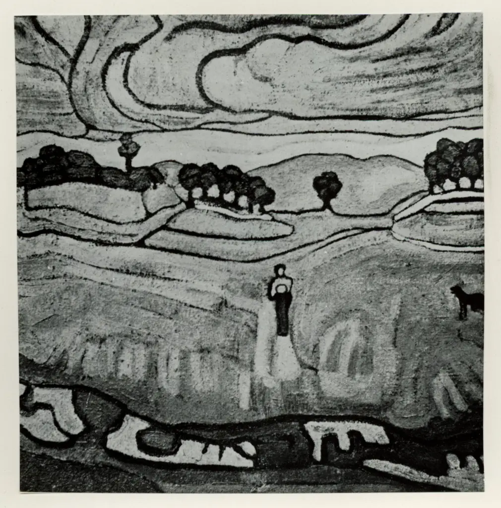 Anonimo , Garbari, Tullio - sec. XX - Paesaggio animato