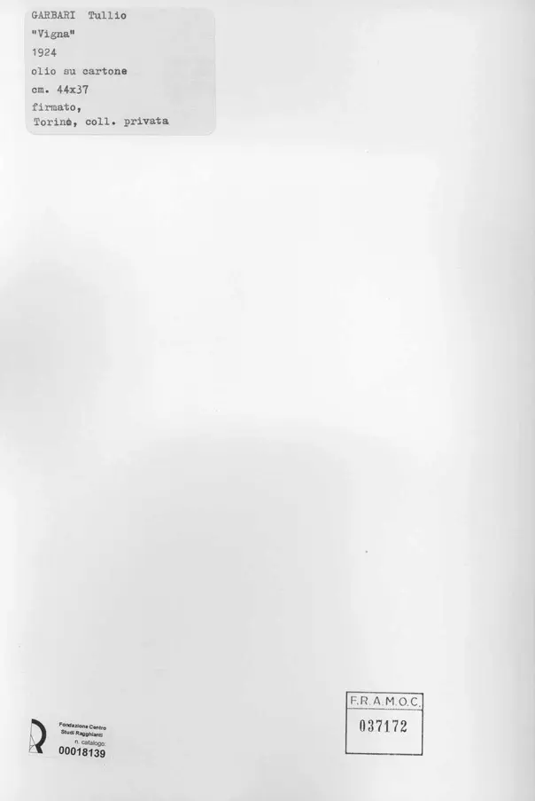 Anonimo , Garbari, Tullio - sec. XX - Vigna , retro