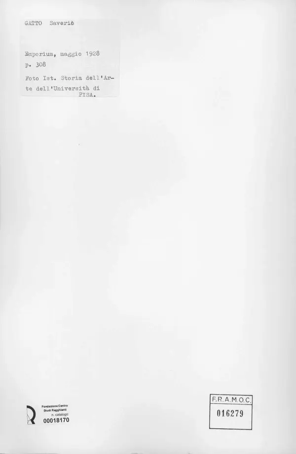 Universit&agrave; di Pisa. Dipartimento di Storia delle Arti&nbsp; , retro