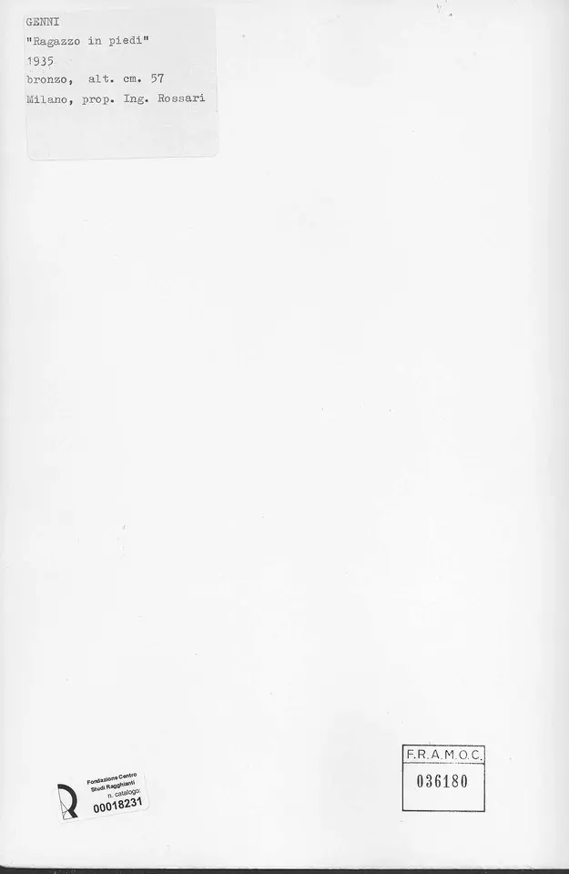 Anonimo , Wiegman, Jenny - sec. XX - Ragazzo in piedi , retro