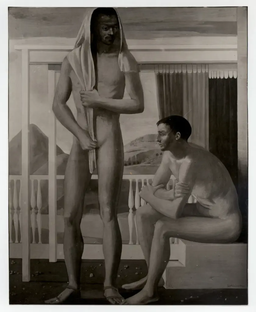 Anonimo , Gentilini, Franco - sec. XX - Giovani in riva al mare