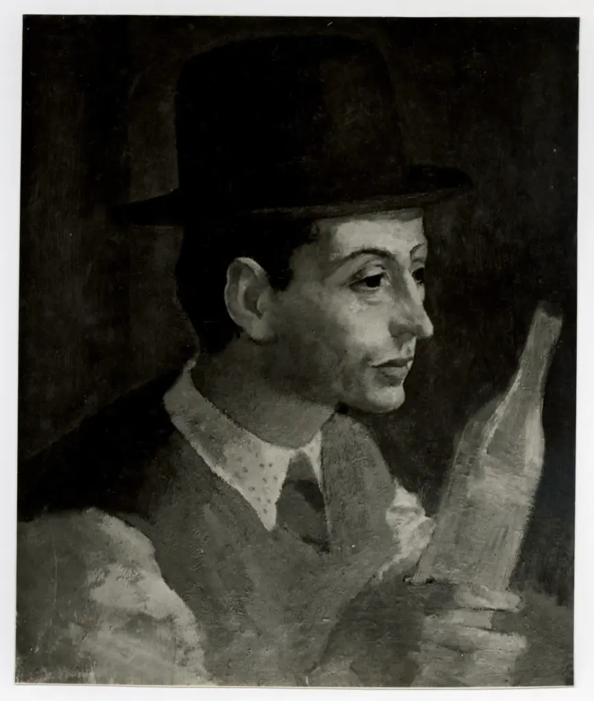 Anonimo , Gentilini, Franco - sec. XX - Giovane con bottiglia , fronte