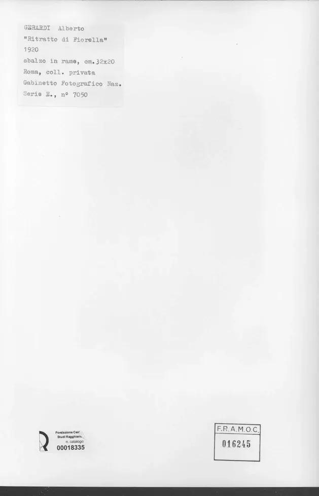 Anonimo , Geradi, Alberto - sec. XX - Ritratto di Fiorella , retro