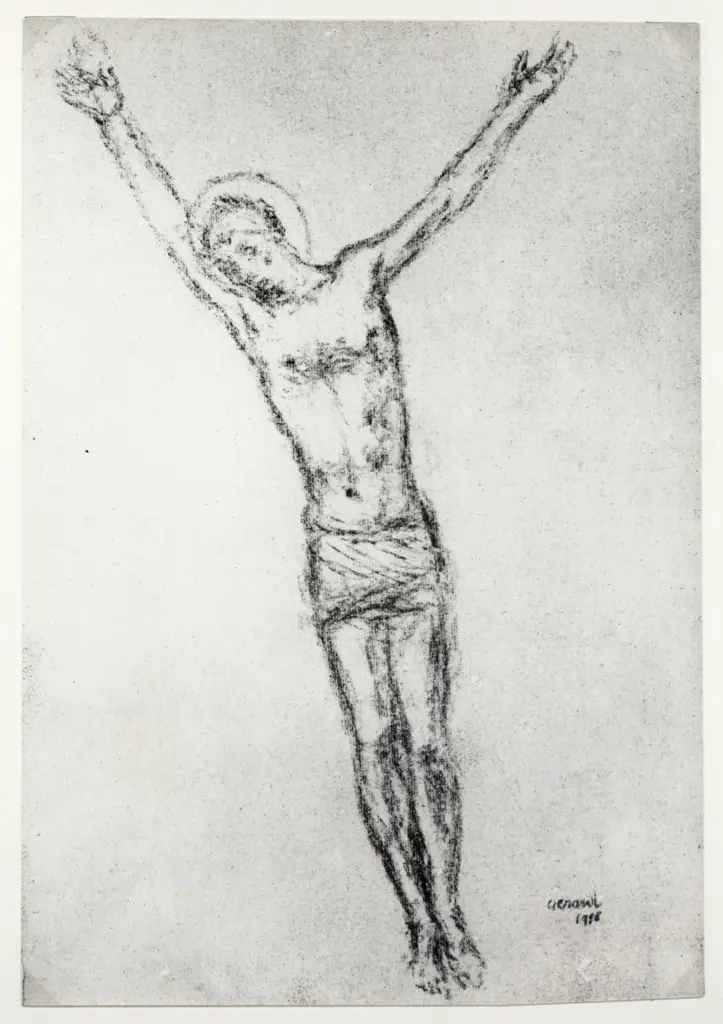 Anonimo , Geradi, Alberto - sec. XX - Crocifisso (studio) , fronte