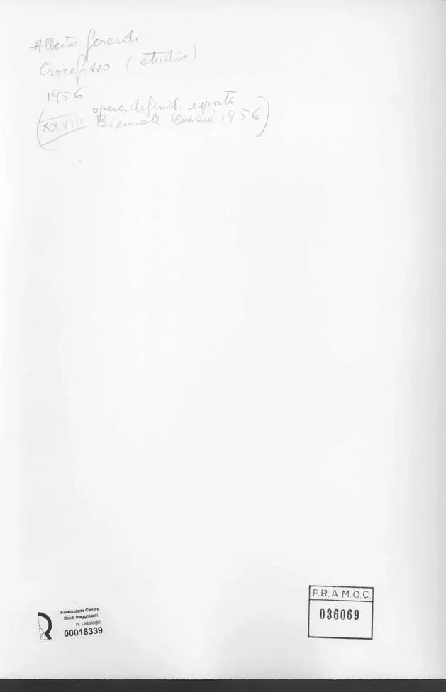 Anonimo , Geradi, Alberto - sec. XX - Crocifisso (studio) , retro