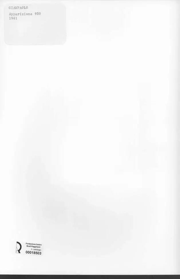 Anonimo , Giannuzzi Savelli, May - sec. XX - Apparizione 920 , retro