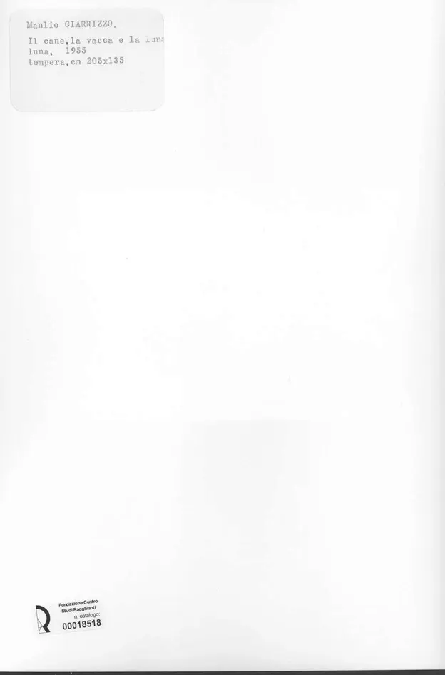 Anonimo , Giarrizzo, Manlio - sec. XX - Il cane la vacca e la luna , retro
