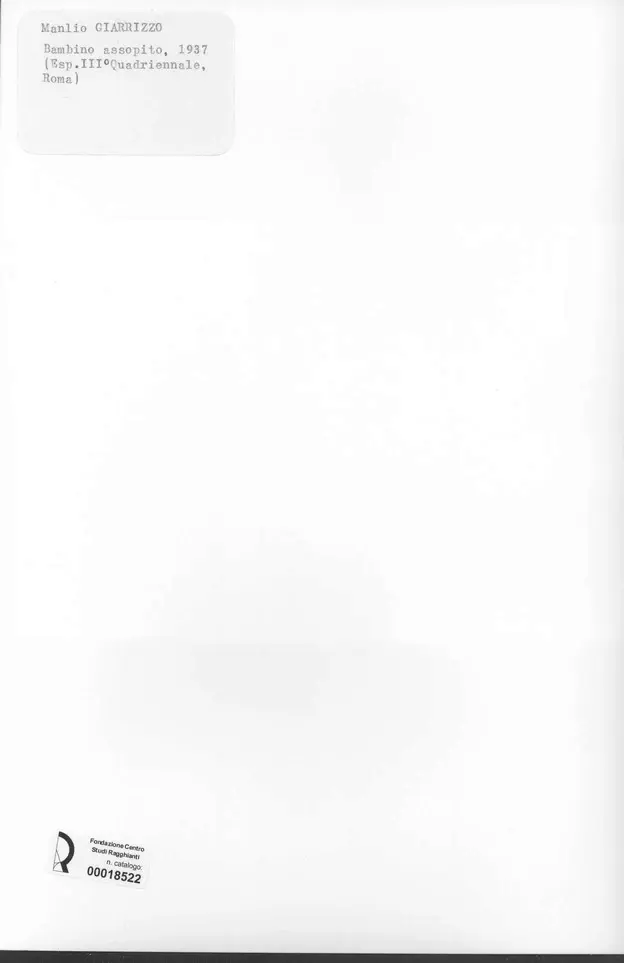 Anonimo , Giarrizzo, Manlio - sec. XX - Bambino assopito , retro