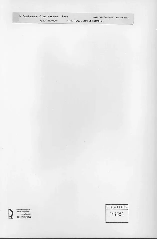 Giacomelli , Girosi, Franco - sec. XX - Mia moglie con la bambina , retro