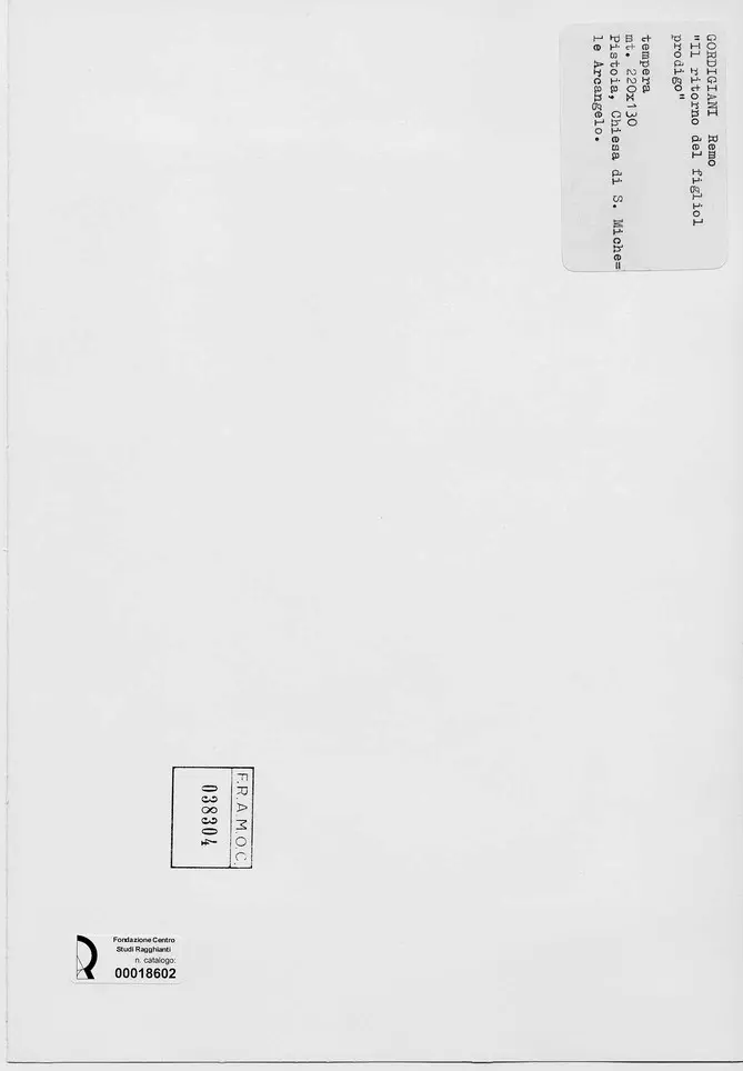 Anonimo , Gordigiani, Remo - sec. XX - Il ritorno del figliol prodigo , retro