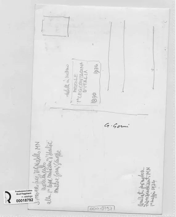 Anonimo , Gorni, Giuseppe - sec. XX - Statua di contadino , retro