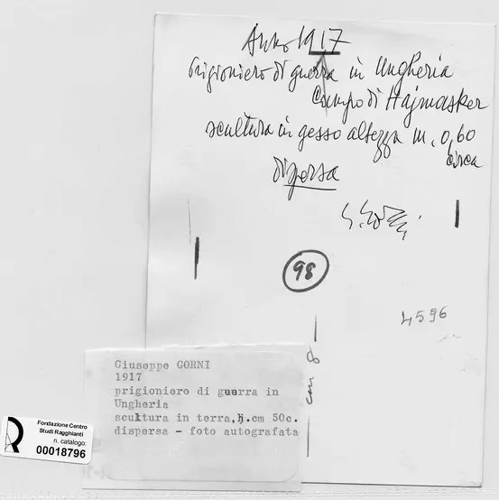 Anonimo , Gorni, Giuseppe - sec. XX , retro