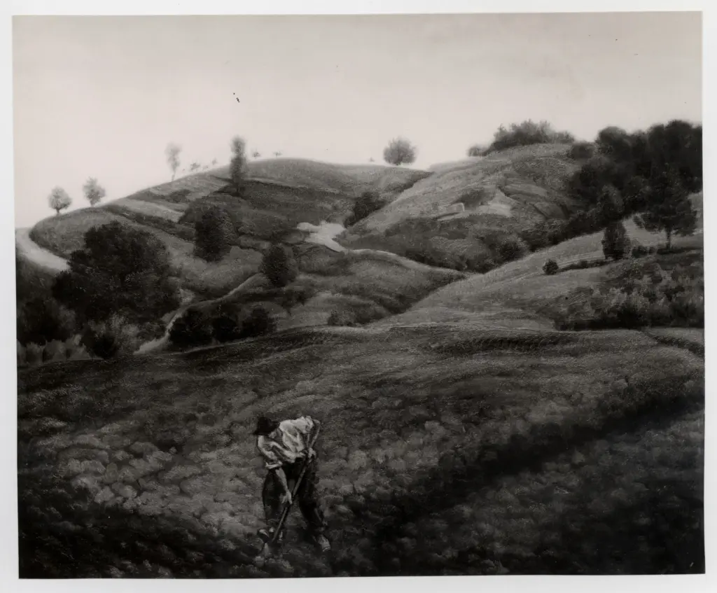 Anonimo , Guerrini, Giovanni - sec. XX - Il contadino e la sua terra , fronte