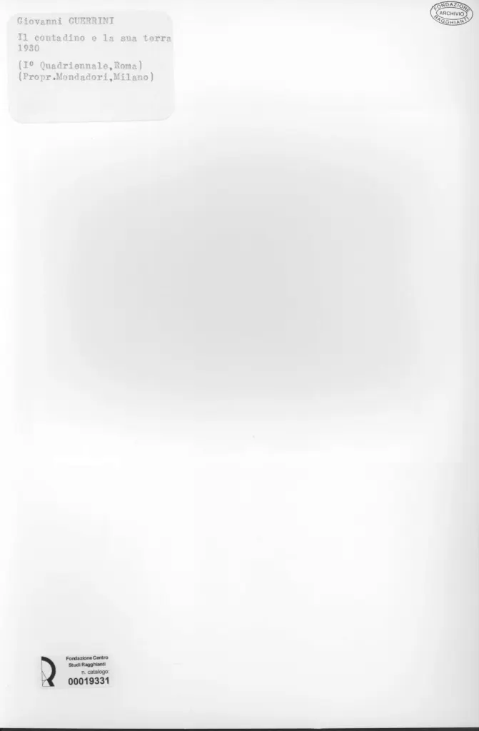 Anonimo , Guerrini, Giovanni - sec. XX - Il contadino e la sua terra , retro